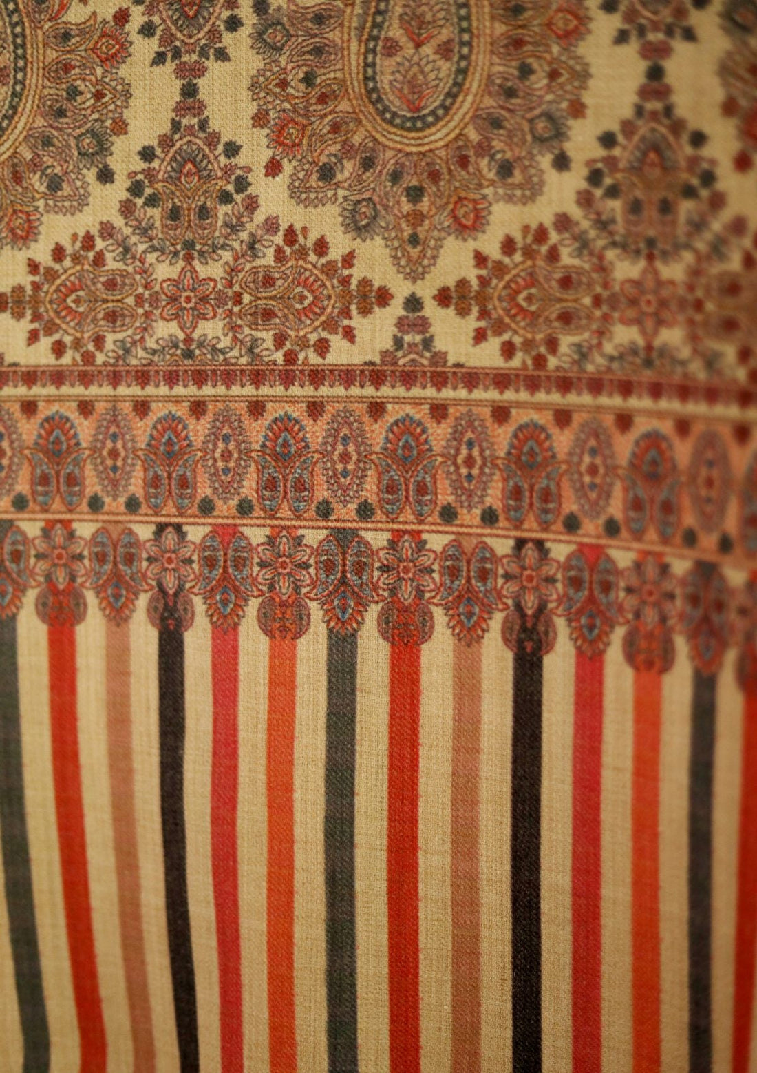Digital Printed Wool Shawl D - 14 - Brown