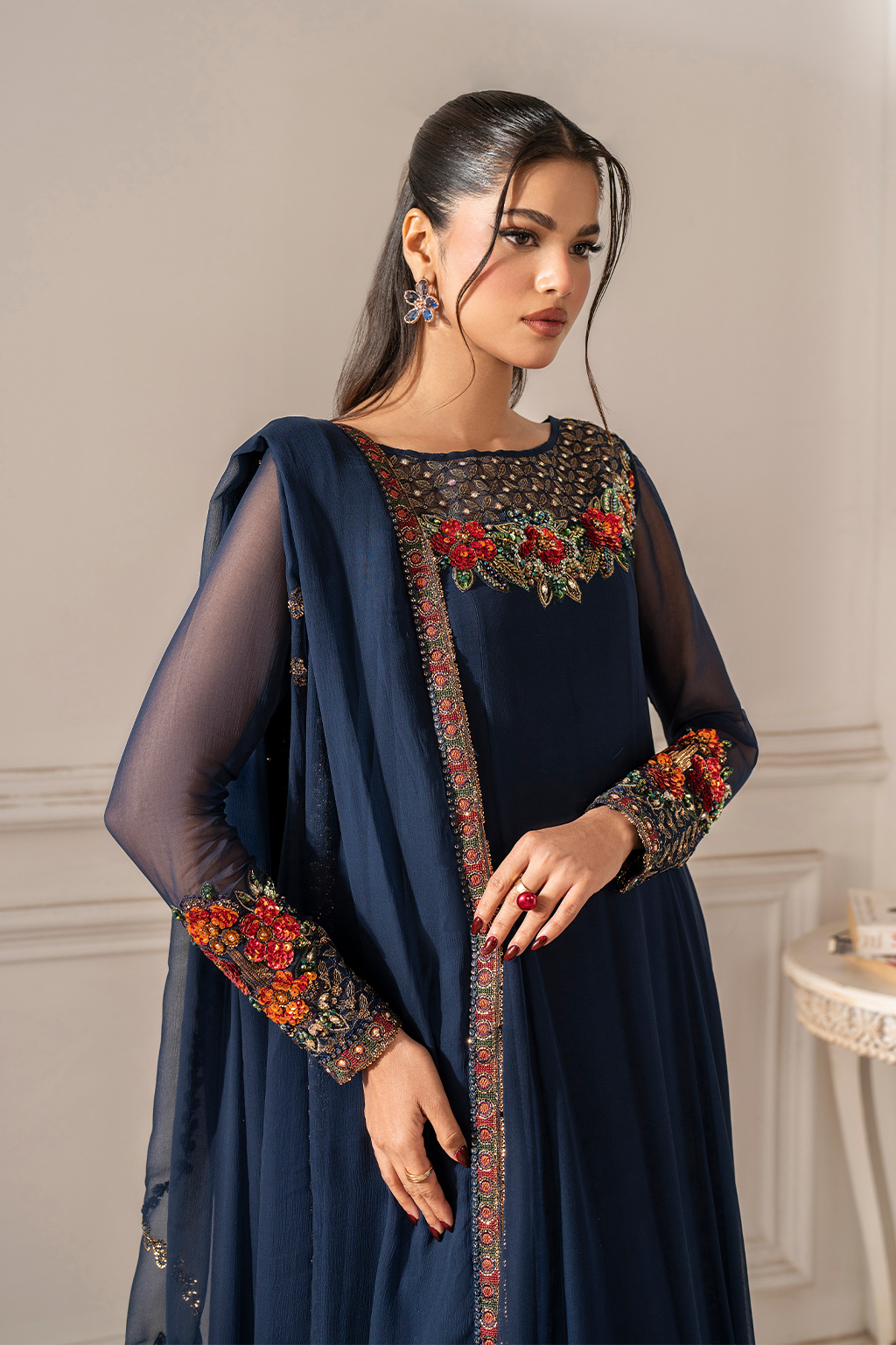 Iznik I Festive Formal I UE-412 Embroidered Chiffon - Official Iznik stockist in UK - Sakeena London