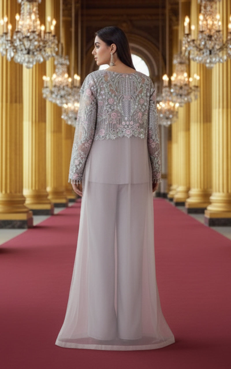 Threads and Motifs | Formal Dresses 25 | Organza Embroidered Jacket - Official Threads and Motifs stockist in UK - Sakeena London