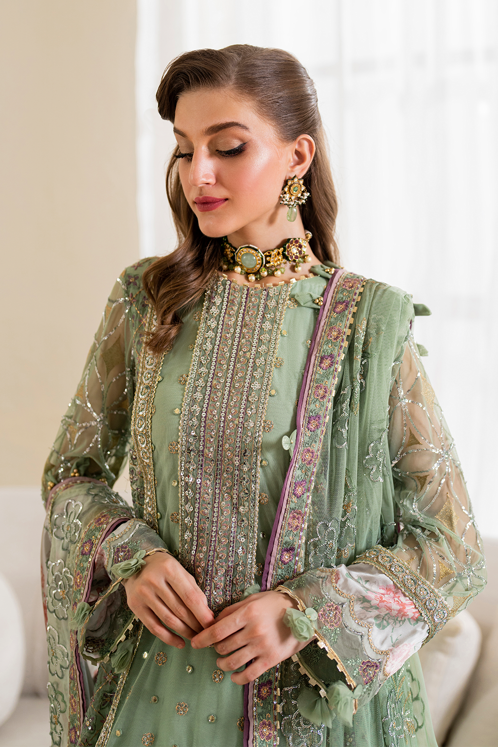 Iznik | Chinnon Chiffon | CC-41 Embroidered Net - Official Iznik stockist in UK - Sakeena London