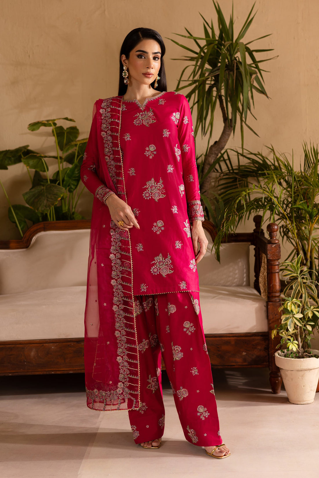 Batik | Nyra Embroidered Summer Solids | Zinnia - Official Batik stockist in UK - Sakeena London