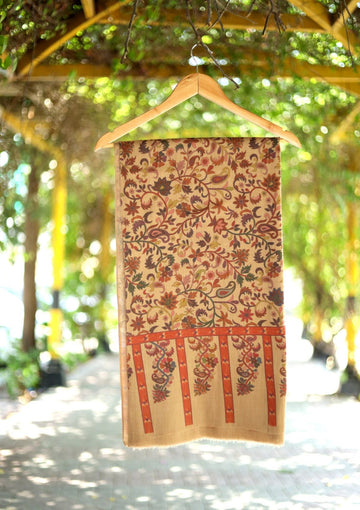 Digital Printed Wool Shawl D - 10 - Brown