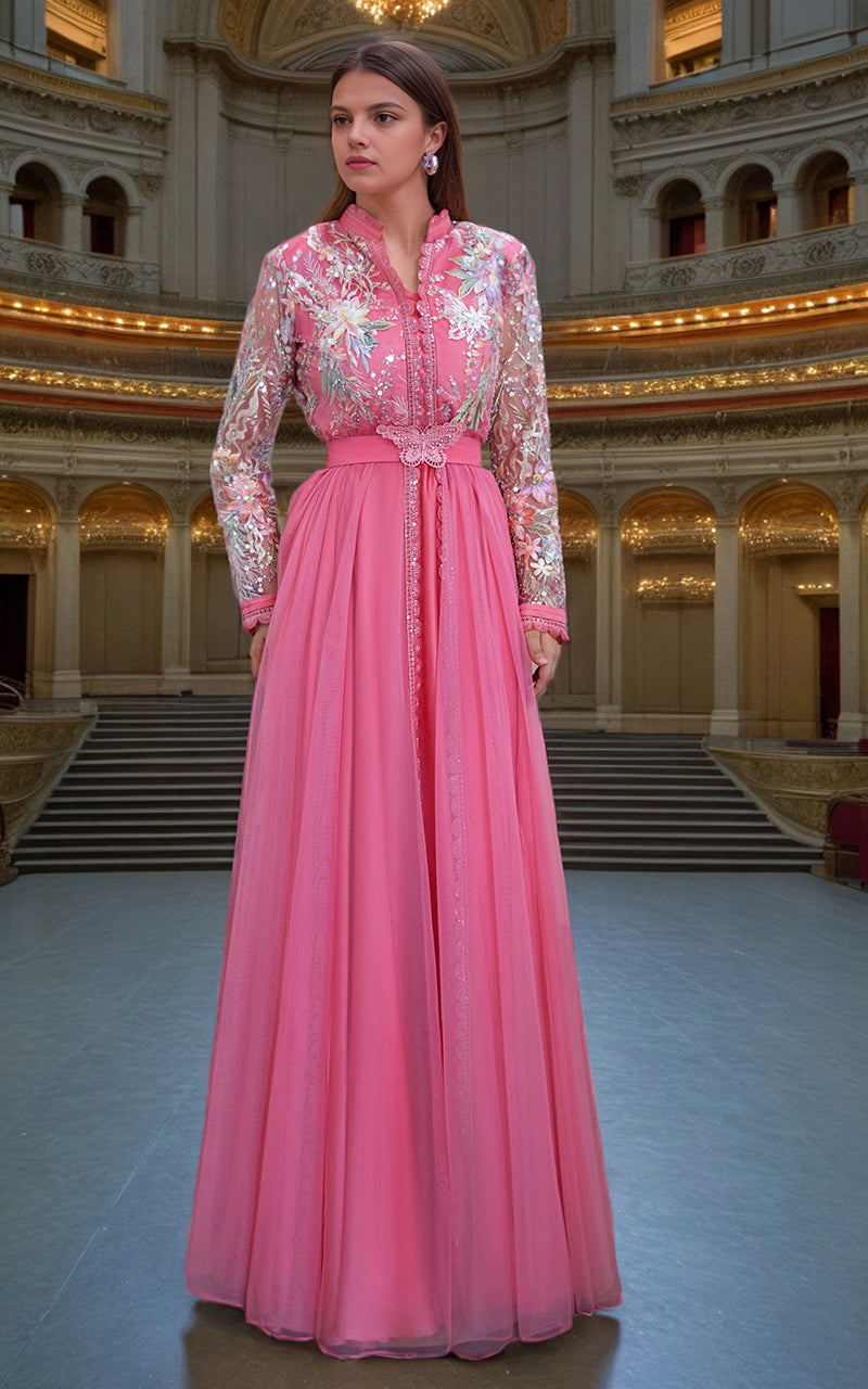 Threads and Motifs | Formal Dresses 25 | Net Embroidered Maxi - Official Threads and Motifs stockist in UK - Sakeena London