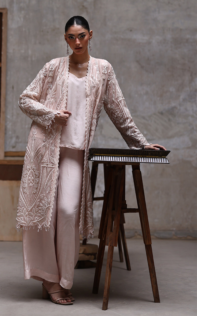 Threads and Motifs | Formal Dresses 25 | Net Embroidered Jacket - Official Threads and Motifs stockist in UK - Sakeena London