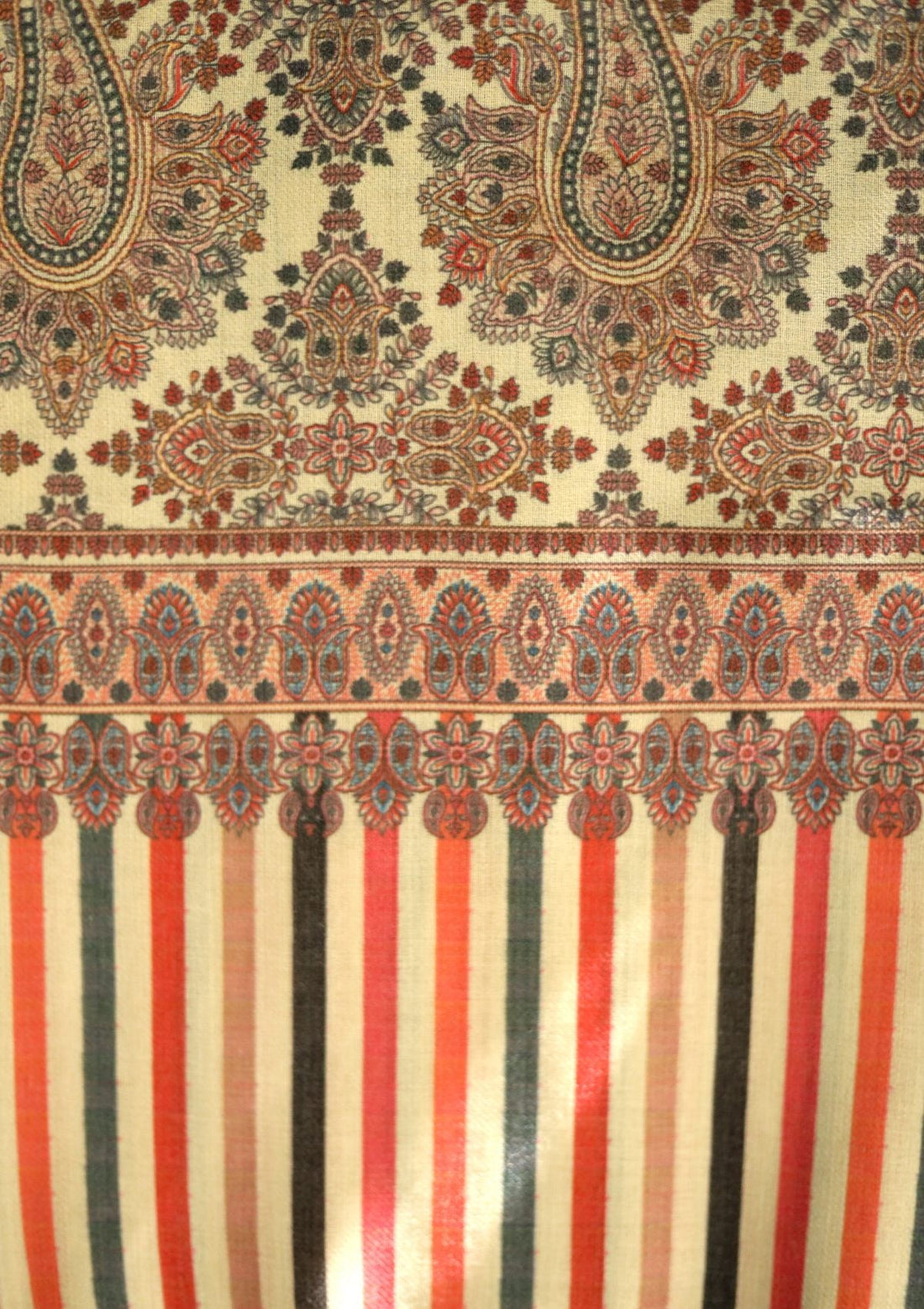 Digital Printed Wool Shawl D - 19 - Brown