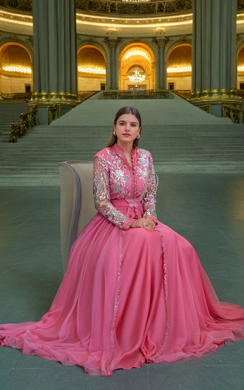 Threads and Motifs | Formal Dresses 25 | Net Embroidered Maxi - Official Threads and Motifs stockist in UK - Sakeena London