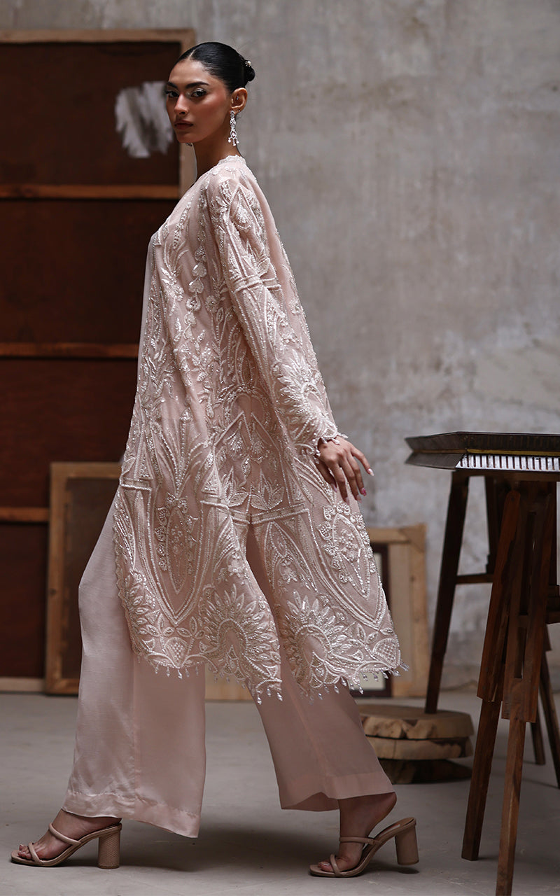 Threads and Motifs | Formal Dresses 25 | Net Embroidered Jacket - Official Threads and Motifs stockist in UK - Sakeena London