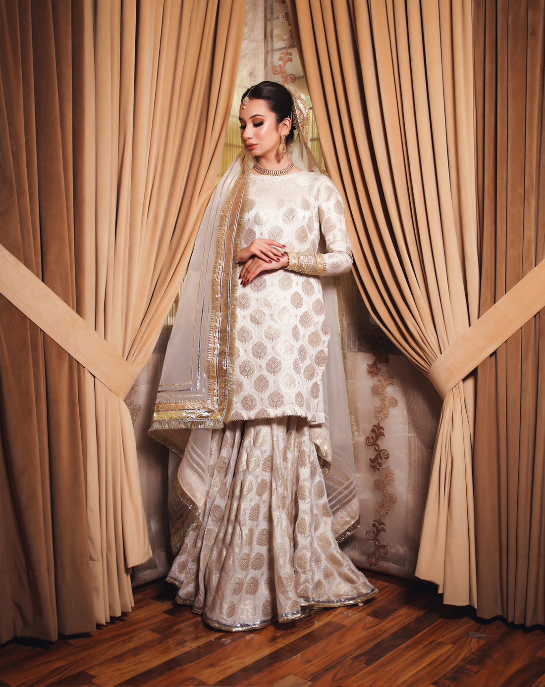 Zar | Gharara Formals | White - Official Zar stockist in UK - Sakeena London