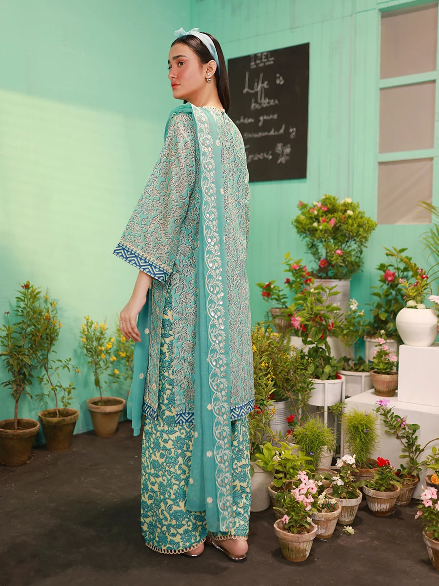 Salitex | Izel Lawn 24 | SKY BLOOM - LUXURY LAWN EMBROIDERED SUIT - Official Salitex stockist in UK - Sakeena London