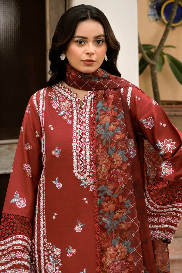 Farasha | Summer Weaves Embroidered Lawn | Russet Flames - Official Farasha stockist in UK - Sakeena London