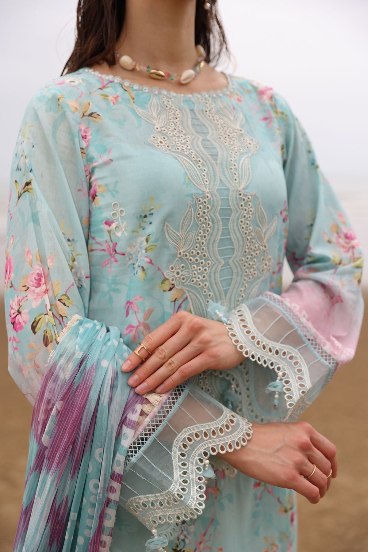 Nureh | Gardenia Embroidered Lawn 25 | NSG-173 - Official Nureh stockist in UK - Sakeena London