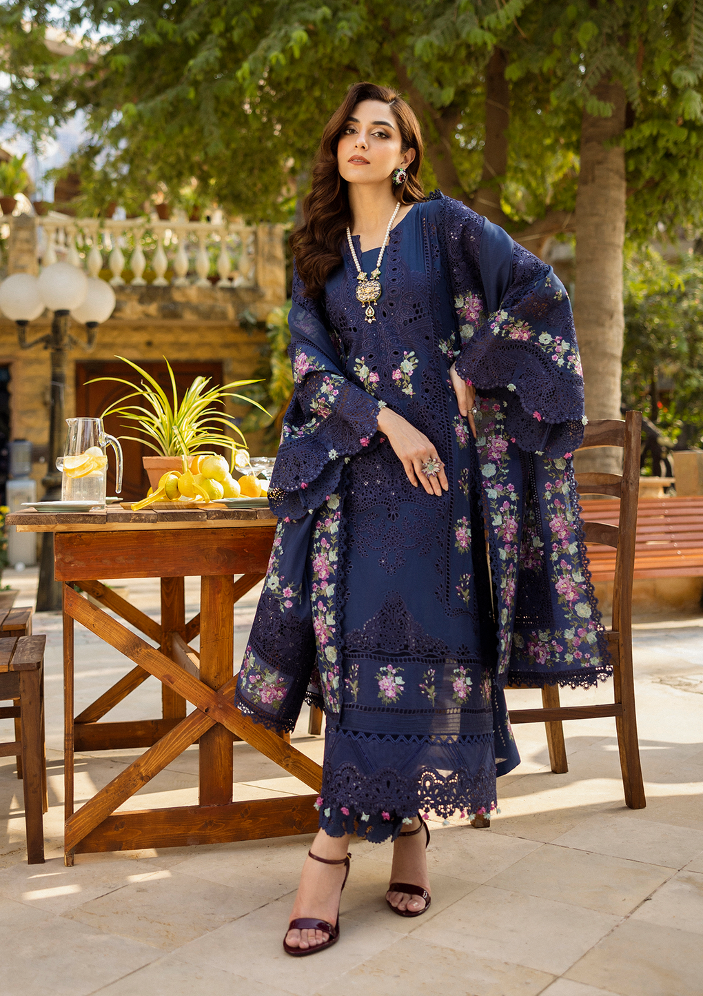 Elaf Premium | Luxury Lawn 25 | ELM-06 NEELAM - Official Elaf Premium stockist in UK - Sakeena London