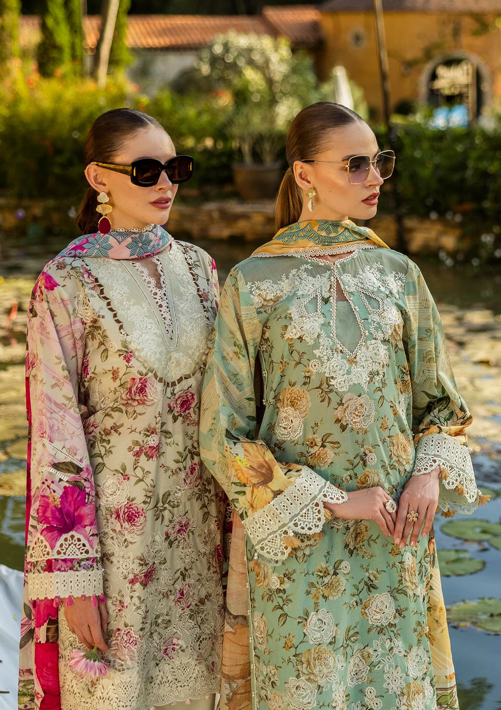 Elaf Premium | Print Chikankari 25 | ELK-06B ROSES & WHITES - Official Elaf Premium stockist in UK - Sakeena London