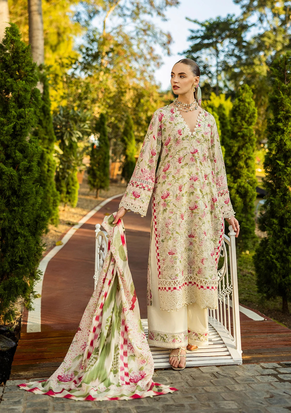 Elaf Premium | Print Chikankari 25 | ELK-02B SWEET GREENS - Official Elaf Premium stockist in UK - Sakeena London