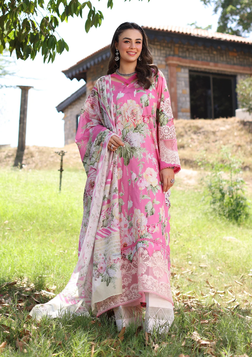 Elaf Premium | Prints Chikankari 24 | 03B PINK MUSE - Official Elaf Premium stockist in UK - Sakeena London