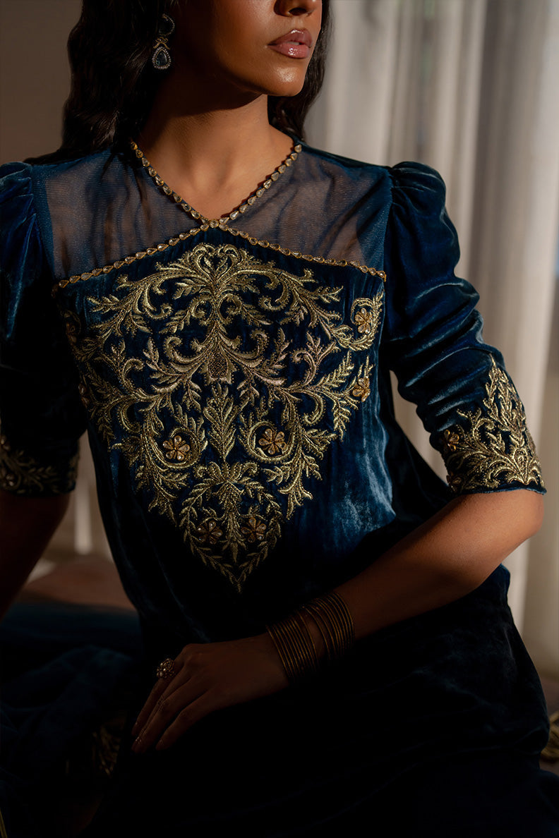 Caia | Luxury Velvet Edit 25 | Roselle (Blue) - Official Caia stockist in UK - Sakeena London