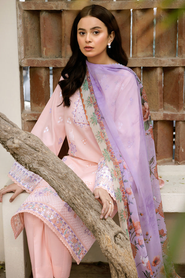 Farasha | Summer Weaves Embroidered Lawn | Coral Peach - Official Farasha stockist in UK - Sakeena London