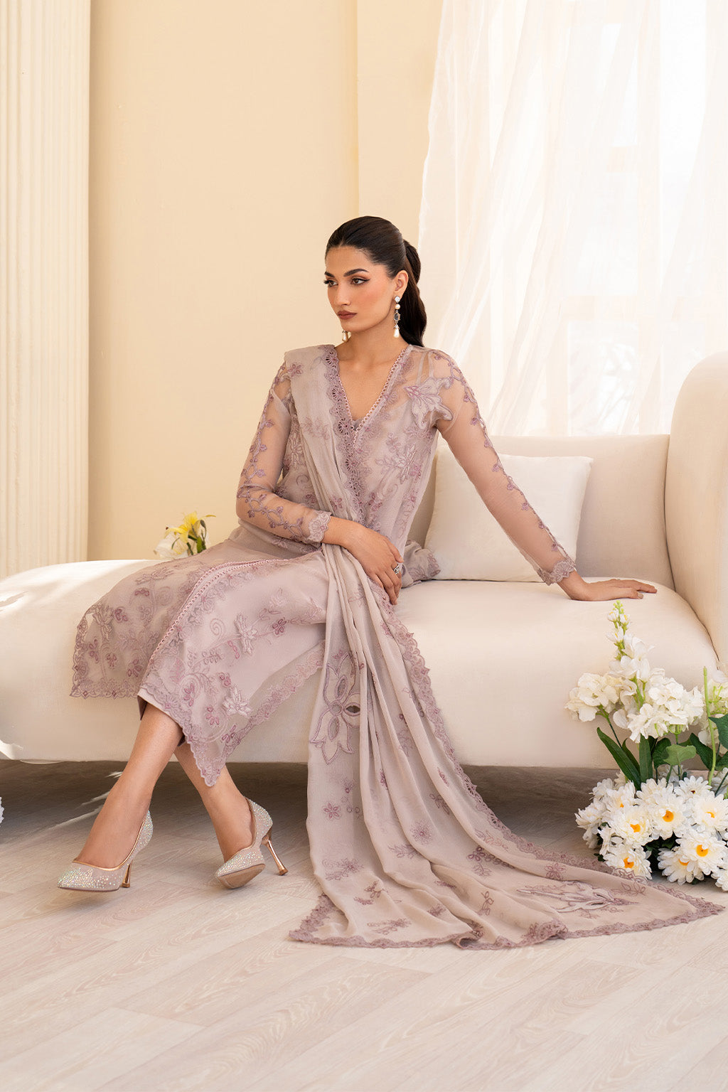 Iznik | Festive Formal | UE-437 Embroidered Pure Organza - Official Iznik stockist in UK - Sakeena London