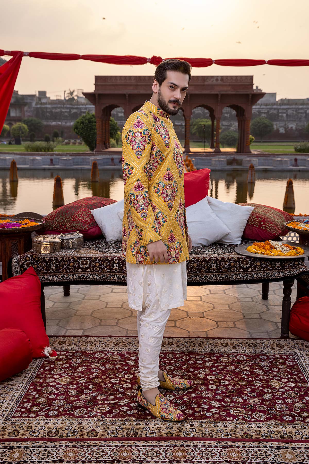 Pakistani Menswear | Mina Kashif | Sherwani D-16 - Official Sakeena London stockist in UK - Sakeena London
