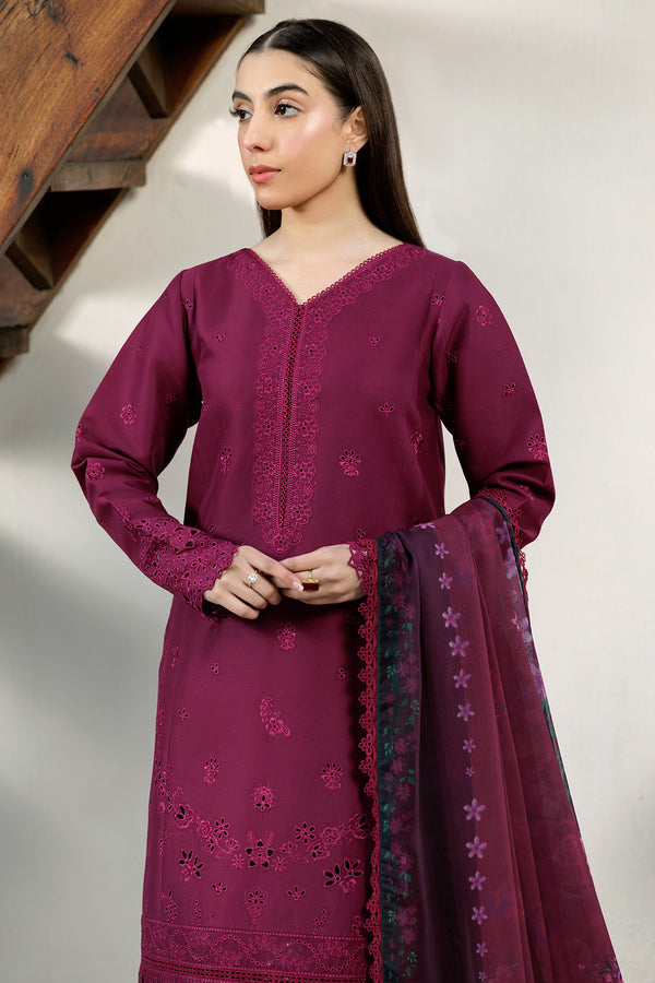 Farasha | Summer Weaves Embroidered Lawn | Garnet Passion - Official Farasha stockist in UK - Sakeena London