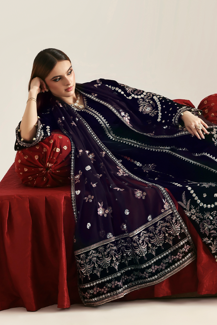 Emaan Adeel | Zarposh Velvet 25 | DILNAR - Official Emaan Adeel stockist in UK - Sakeena London