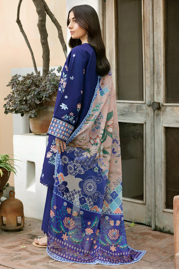 Farasha | Summer Weaves Embroidered Lawn | Indigo Glow - Official Farasha stockist in UK - Sakeena London
