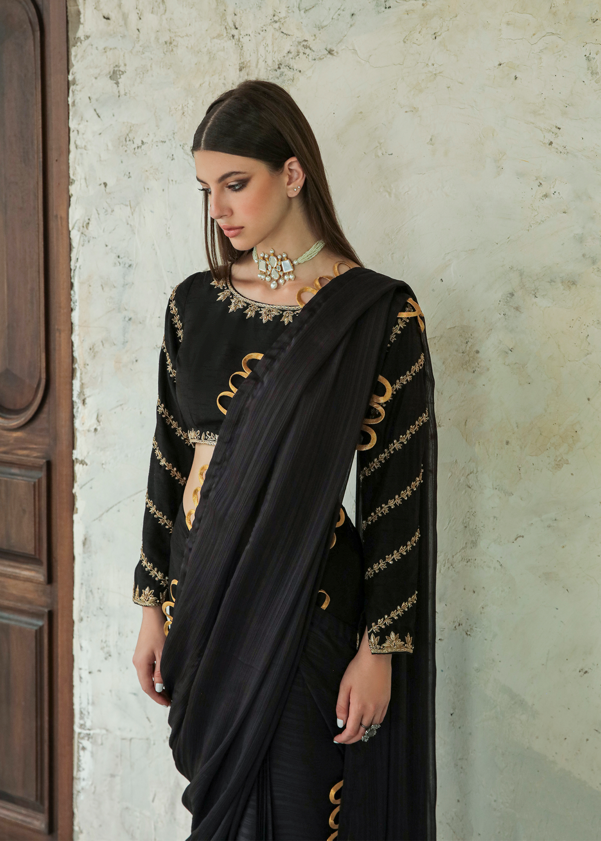 Purple Haze Pret Studio | Apsara Formals | Black Saree Pants - Official Purple Haze stockist in UK - Sakeena London