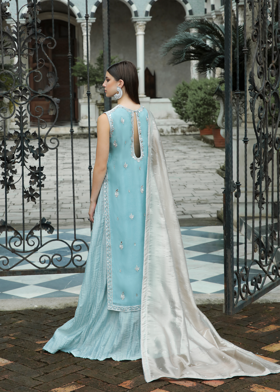 Purple Haze Pret Studio | Apsara Formals | Ice Blue Organza Outfit - Official Purple Haze stockist in UK - Sakeena London