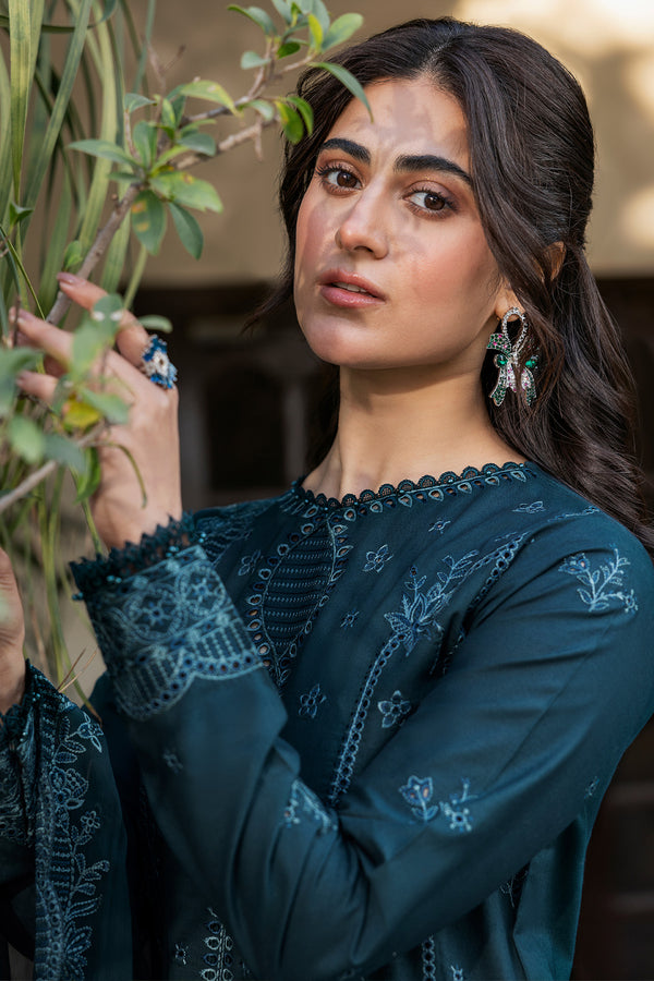 Farasha | Summer Weaves Embroidered Lawn | Teal Serenity - Official Farasha stockist in UK - Sakeena London