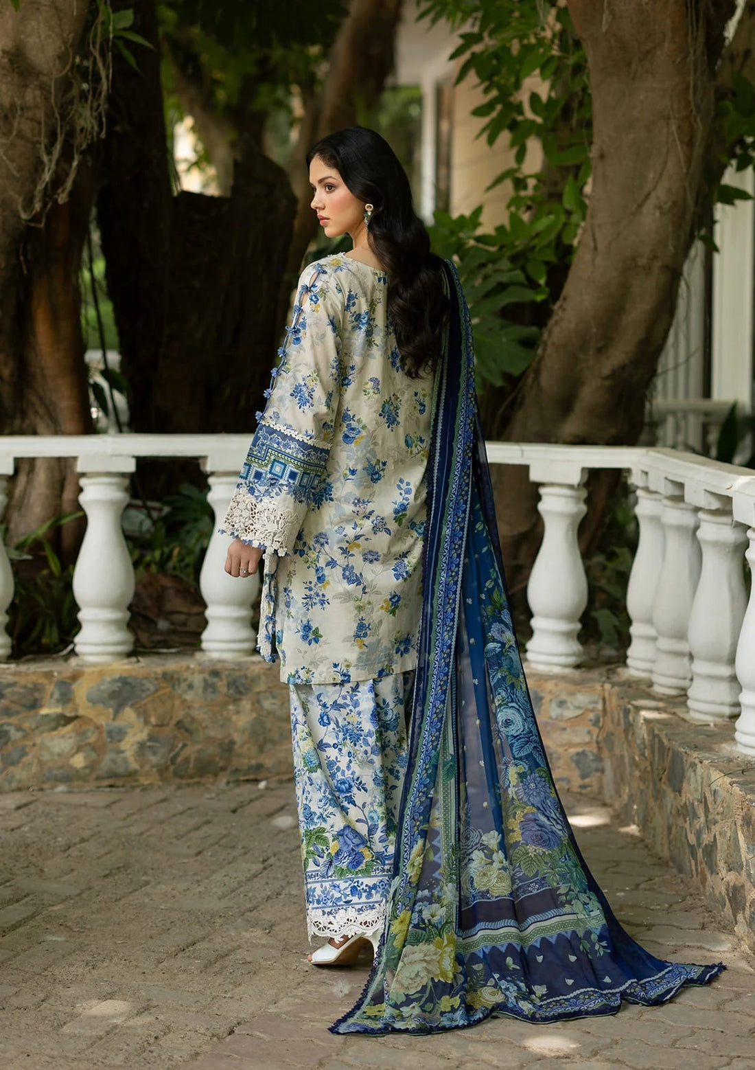 Elaf Premium | Signature Embroidered Lawn with Chiffon Collection 26 | ESG-8B CELINE