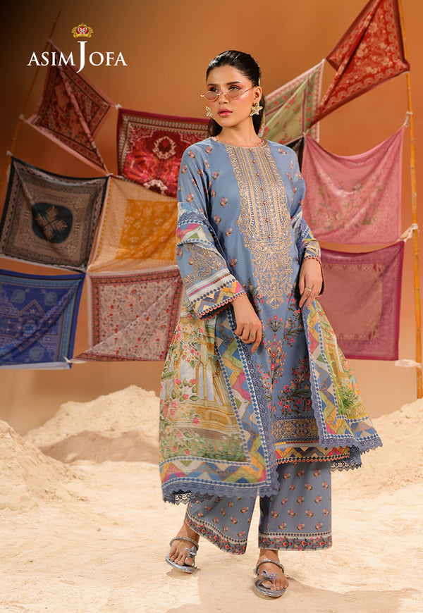 Asim Jofa | Summer Rhapsody | AJUBU-11 Printed Embroidered Lawn - Official Asim Jofa stockist in UK - Sakeena London