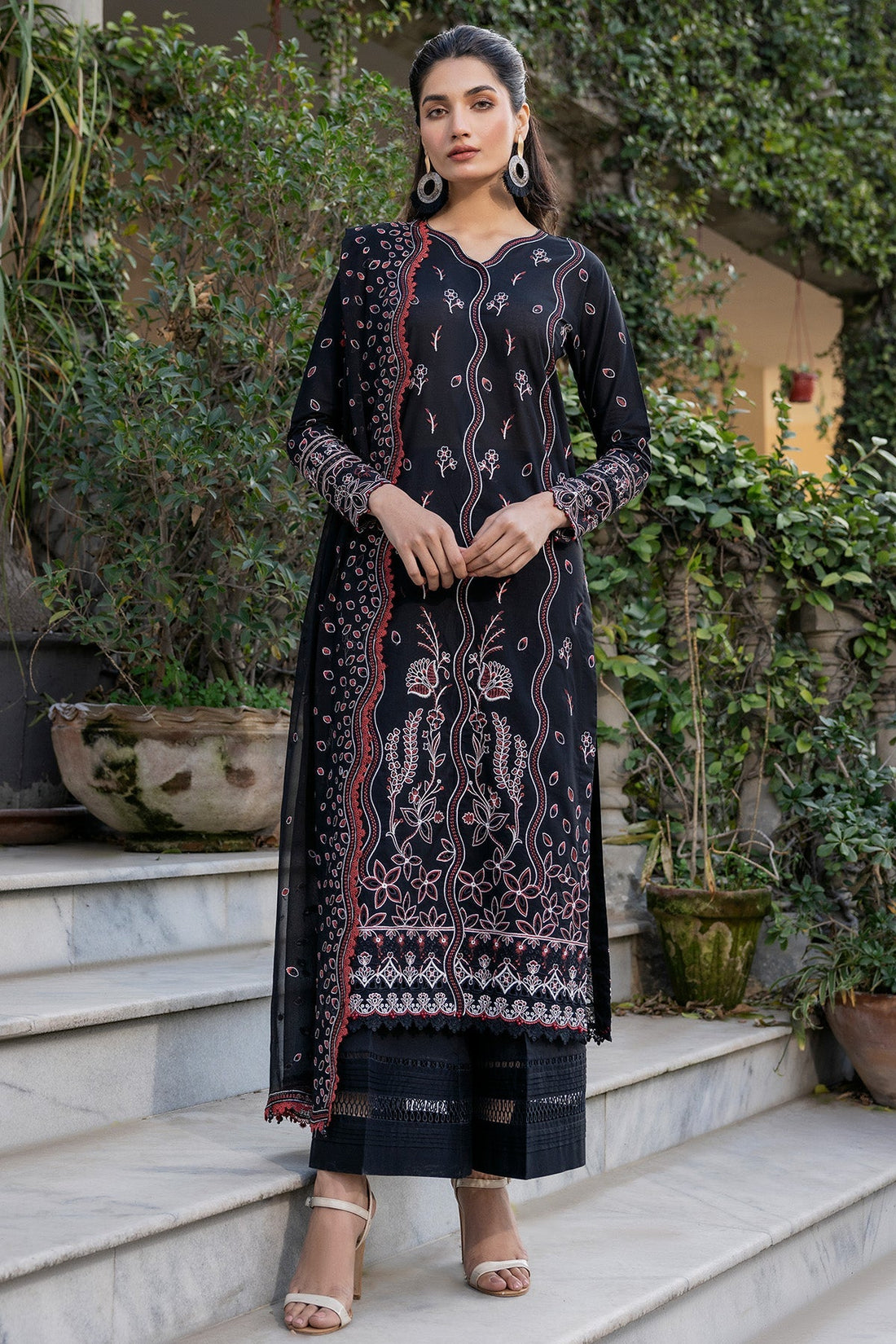 Farasha | Summer Weaves Embroidered Lawn | Black Rose - Official Farasha stockist in UK - Sakeena London