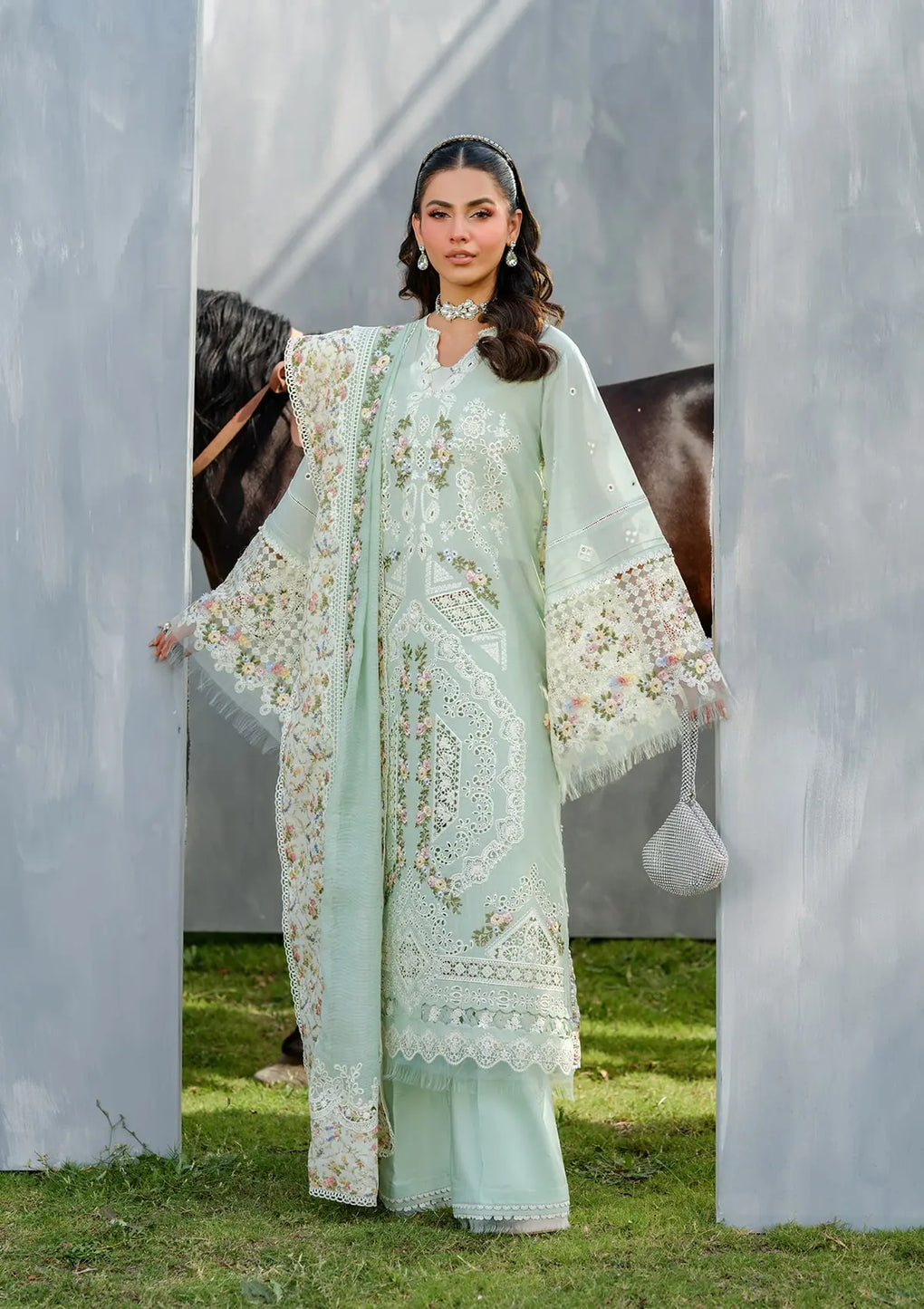 Elaf Premium | Luxury Lawn 25 | ELH-4B FROSTEL - Official Elaf Premium stockist in UK - Sakeena London