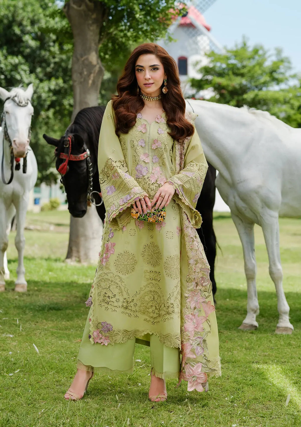 Elaf Premium | Luxury Lawn 25 | ELH-1A PISTACIA - Official Elaf Premium stockist in UK - Sakeena London