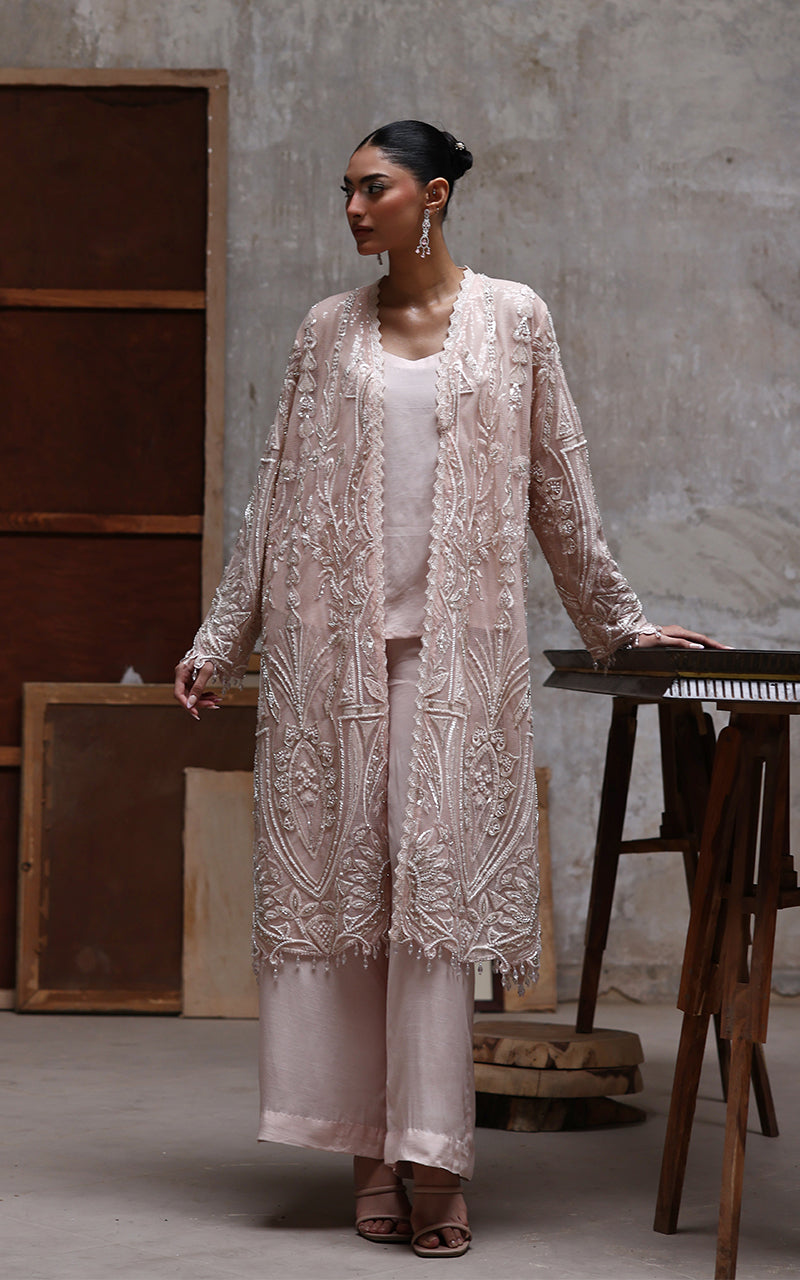 Threads and Motifs | Formal Dresses 25 | Net Embroidered Jacket - Official Threads and Motifs stockist in UK - Sakeena London