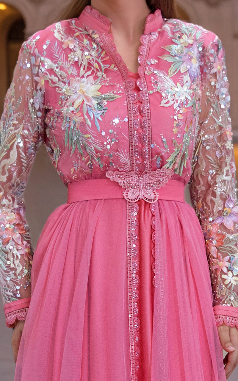 Threads and Motifs | Formal Dresses 25 | Net Embroidered Maxi - Official Threads and Motifs stockist in UK - Sakeena London