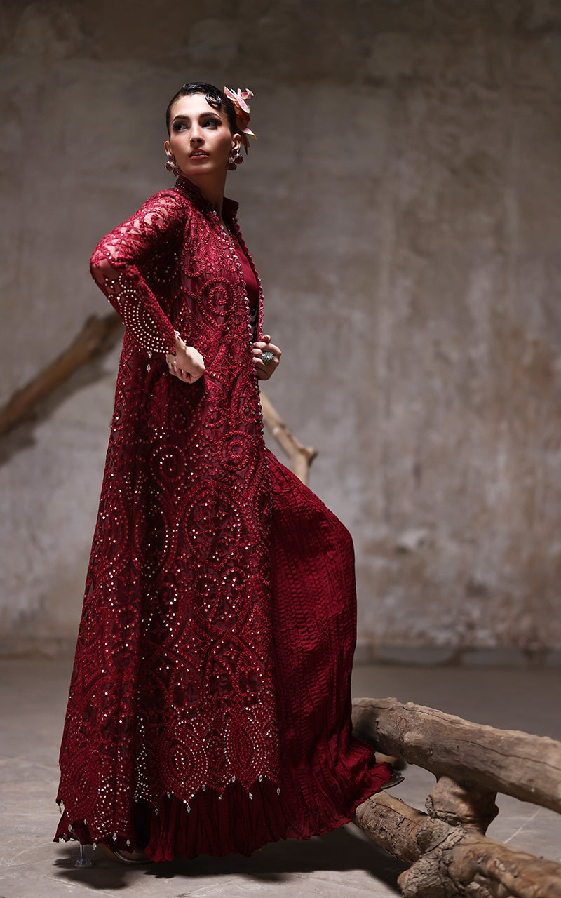 Threads and Motifs | Formal Dresses 25 | Organza Jacket With Crushed Trouser - Official Threads and Motifs stockist in UK - Sakeena London