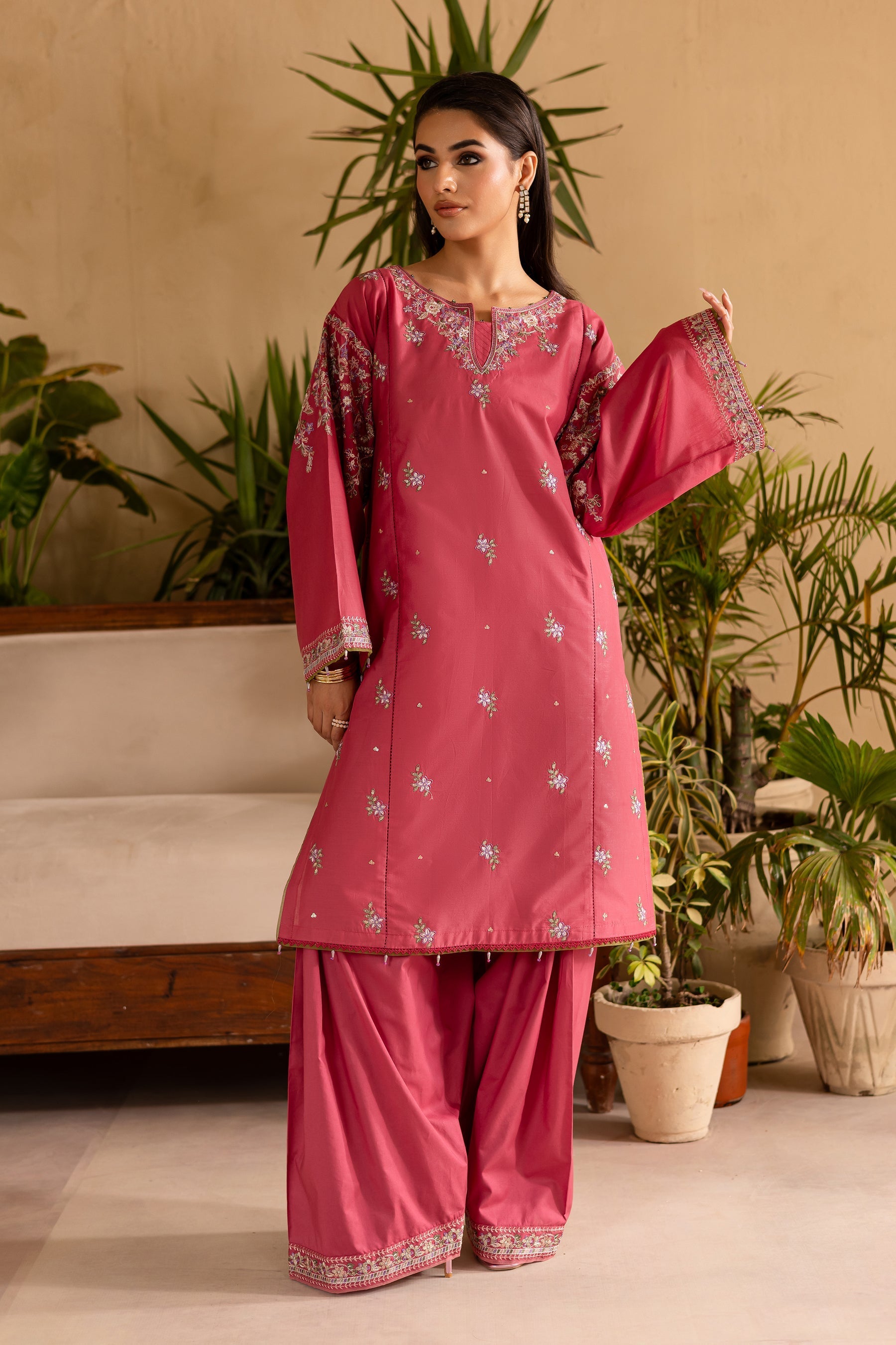 Batik | Nyra Embroidered Summer Solids | Blush - Official Batik stockist in UK - Sakeena London