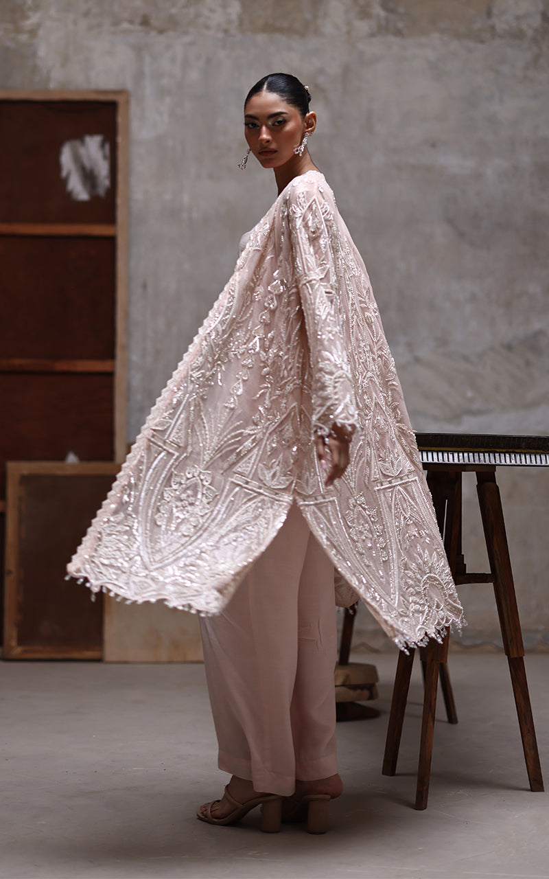 Threads and Motifs | Formal Dresses 25 | Net Embroidered Jacket - Official Threads and Motifs stockist in UK - Sakeena London