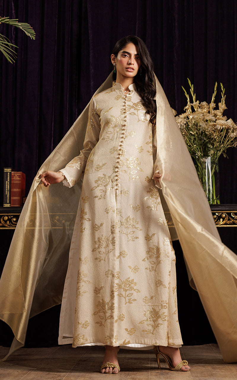 Threads and Motifs | Formal Dresses 25 | Chiffon Embroidered Jacket with Embroidered Trouser - Official Threads and Motifs stockist in UK - Sakeena London