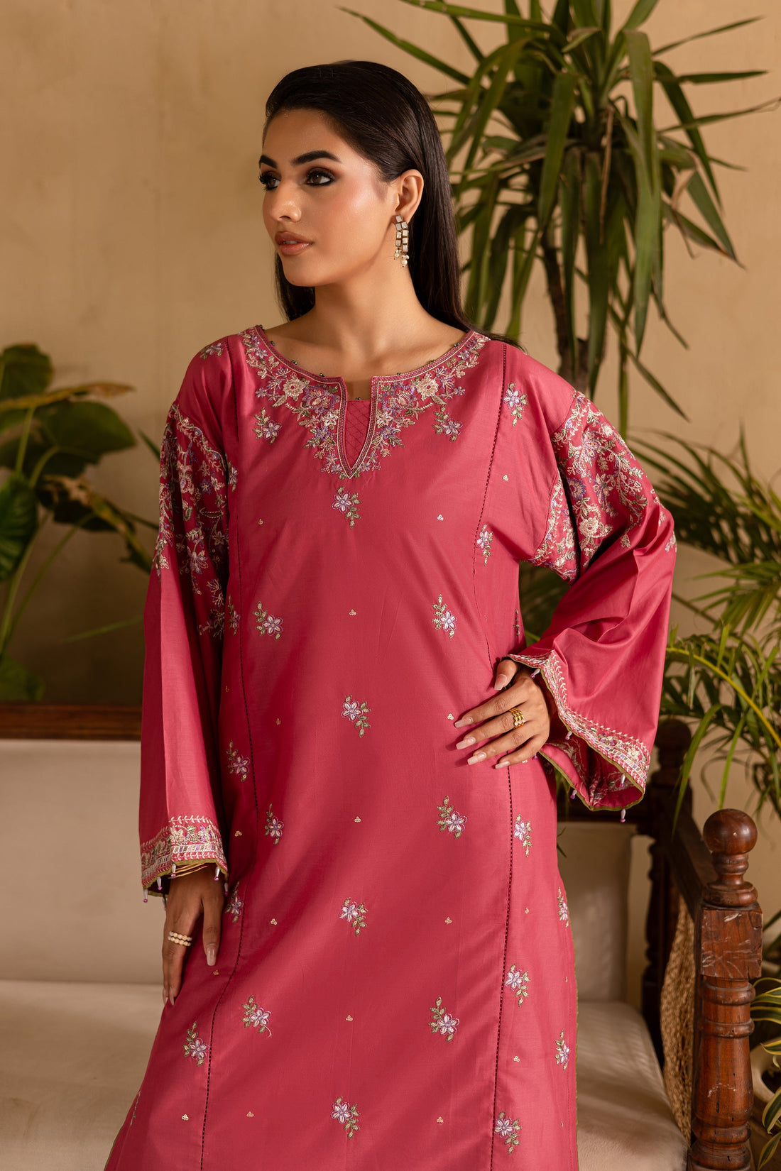 Batik | Nyra Embroidered Summer Solids | Blush - Official Batik stockist in UK - Sakeena London