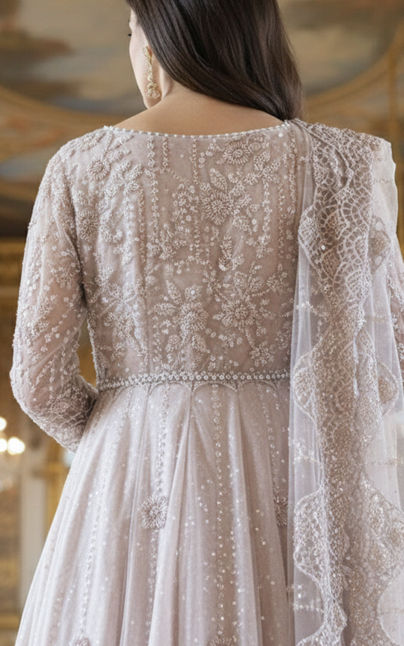 Threads and Motifs | Formal Dresses 25 | Net Embroidered Maxi - Official Threads and Motifs stockist in UK - Sakeena London
