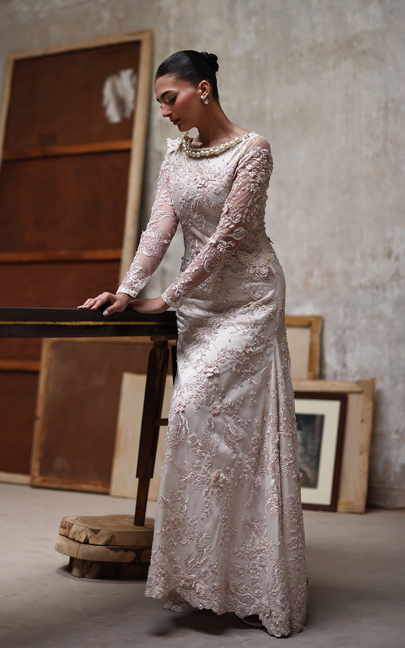 Threads and Motifs | Formal Dresses 25 | Net Embroidered Dress - Official Threads and Motifs stockist in UK - Sakeena London