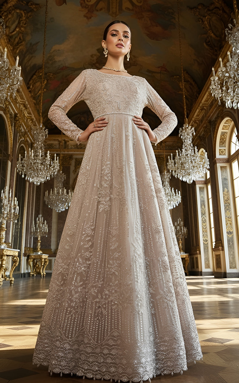 Threads and Motifs | Formal Dresses 25 | Net Embroidered Maxi - Official Threads and Motifs stockist in UK - Sakeena London