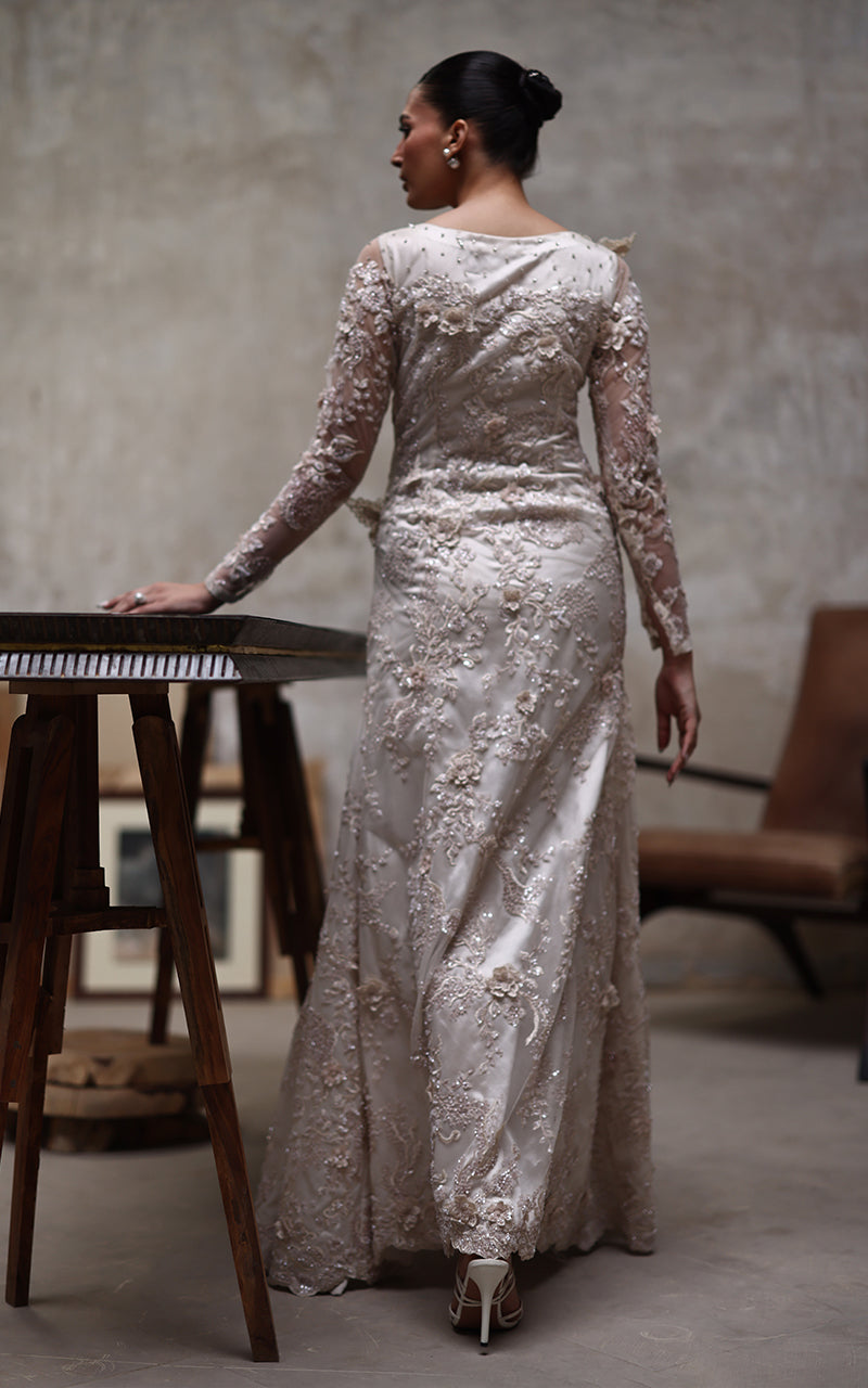 Threads and Motifs | Formal Dresses 25 | Net Embroidered Dress - Official Threads and Motifs stockist in UK - Sakeena London
