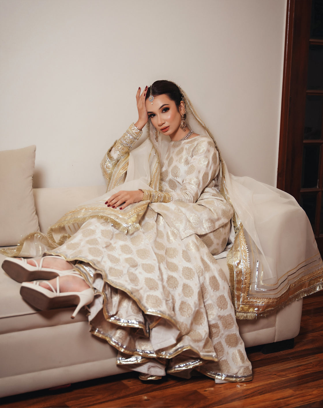 Zar | Gharara Formals | White - Official Zar stockist in UK - Sakeena London