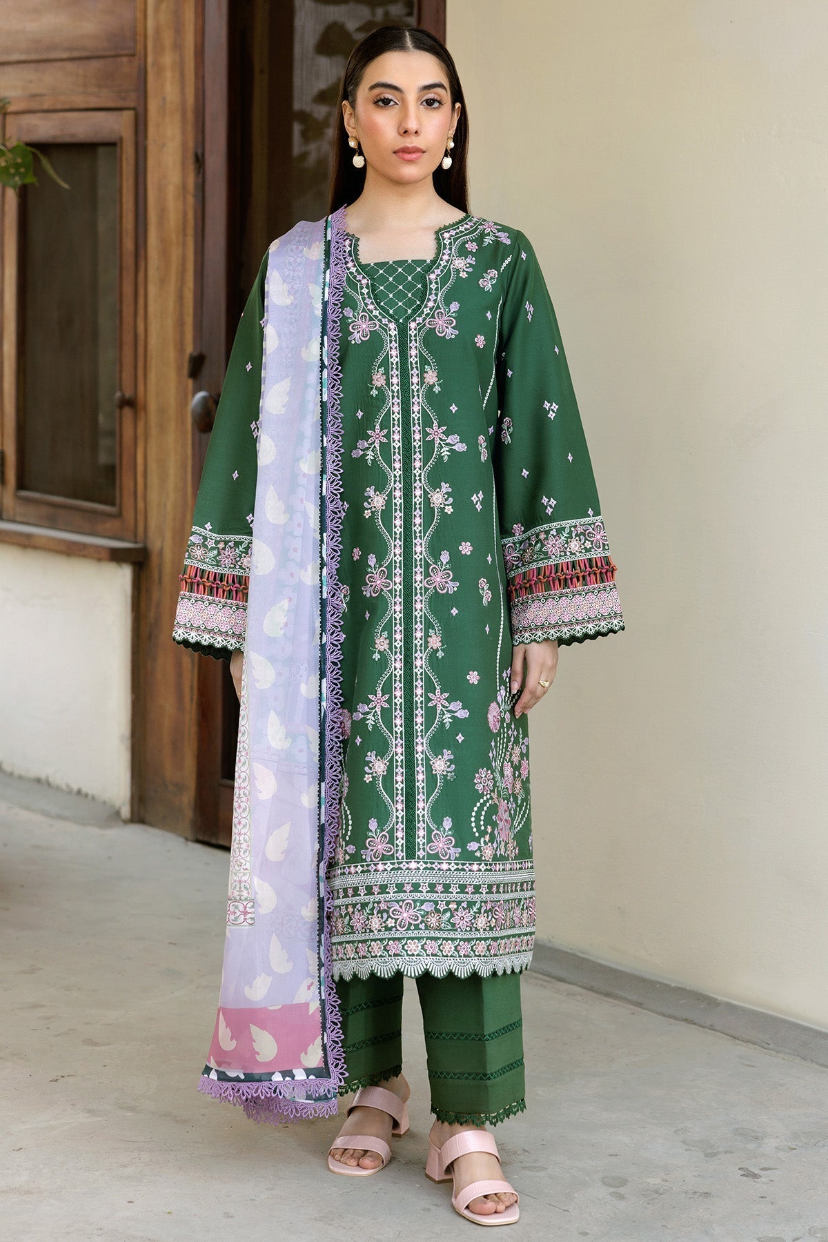 Farasha | Summer Weaves Embroidered Lawn | Emerald Eclips - Official Farasha stockist in UK - Sakeena London