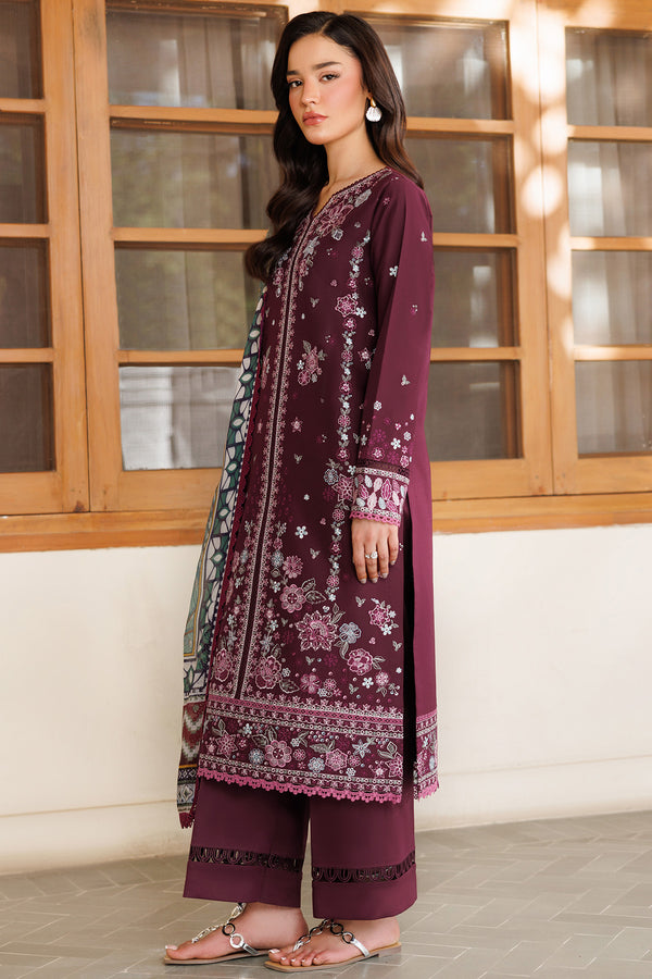 Farasha | Summer Weaves Embroidered Lawn | Burgandy Rush - Official Farasha stockist in UK - Sakeena London