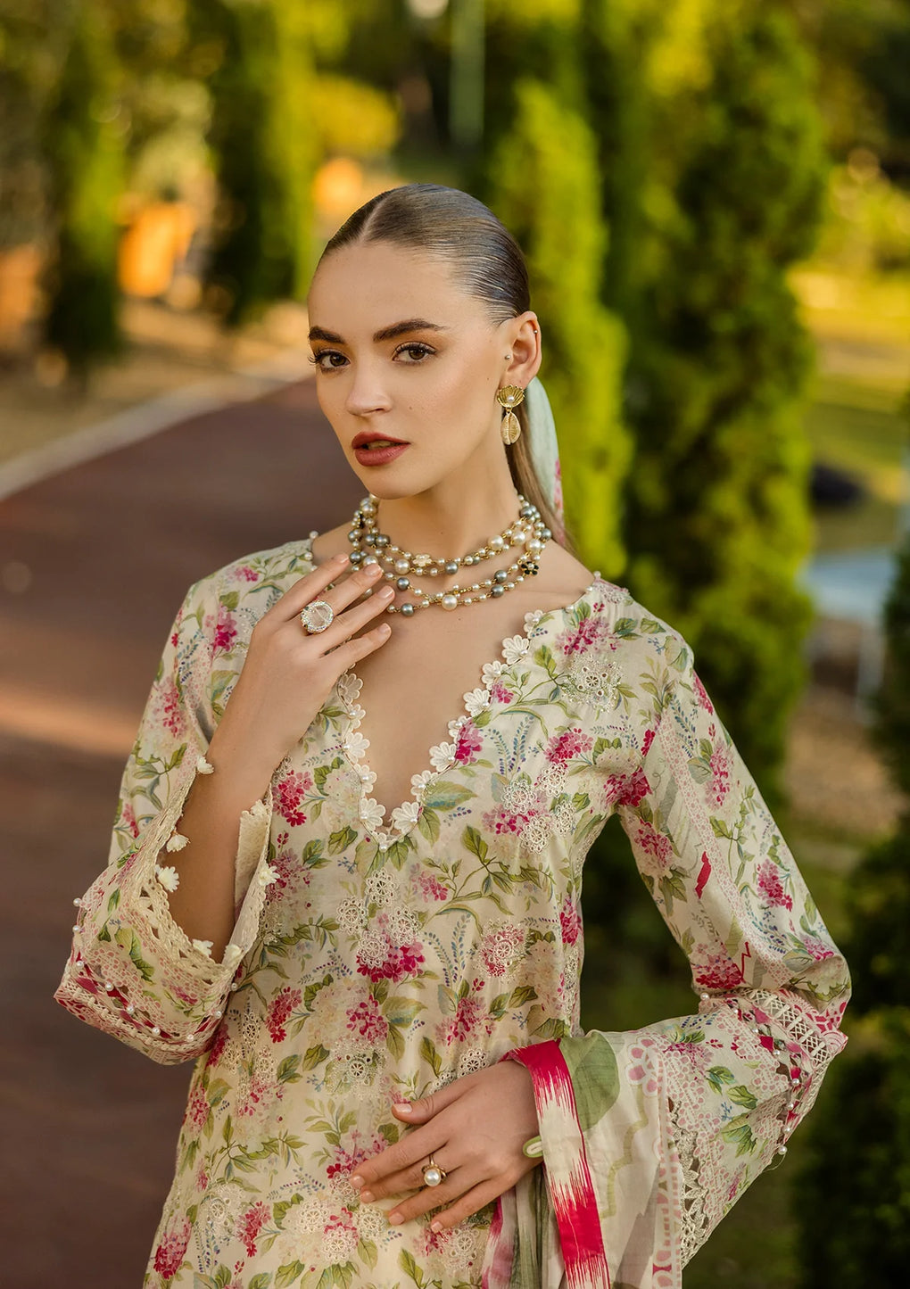 Elaf Premium | Print Chikankari 25 | ELK-02B SWEET GREENS - Official Elaf Premium stockist in UK - Sakeena London