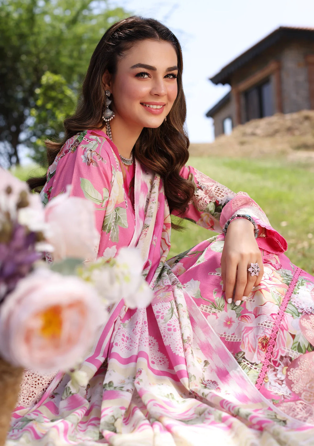 Elaf Premium | Prints Chikankari 24 | 03B PINK MUSE - Official Elaf Premium stockist in UK - Sakeena London